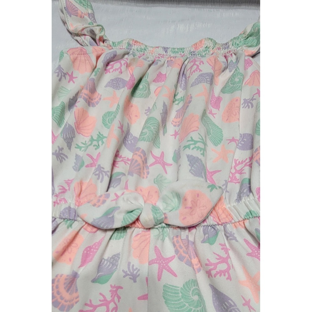 Seashell Starfish Print Romper Pastel Pink Green Purple Girls 6X Little Lass - Picture 3 of 9
